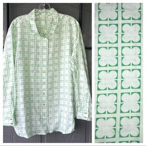 Liz Claiborne Vintage Clover pattern Button Shirt/Tunic. Medium. 100% Linen.